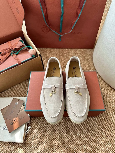 Женские замшевые лоферы Loro Piana Summer Charms Walk premium   