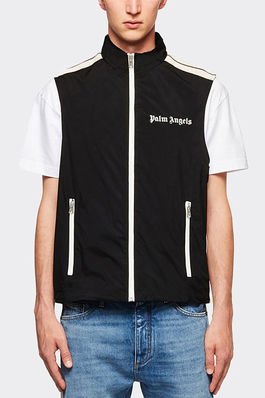 Мужской чёрный жилет Palm Angels logo-print