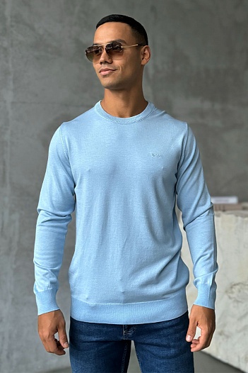 Джемпер голубого цвета Hugo Boss logo-embroidered   