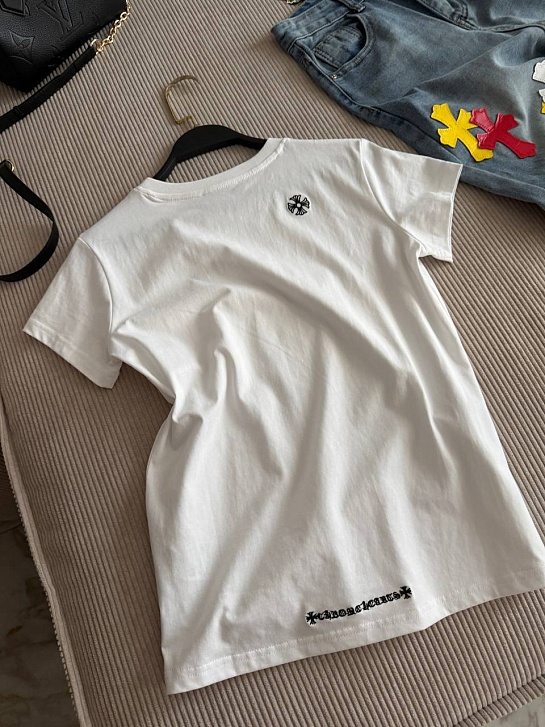 Женская белая футболка Chrome Hearts premium