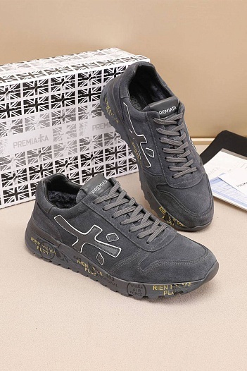 Замшевые кроссовки с мехом Premiata low-top - Grey   