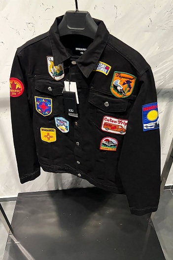Чёрная джинсовая куртка Dsquared2 multi-patch   