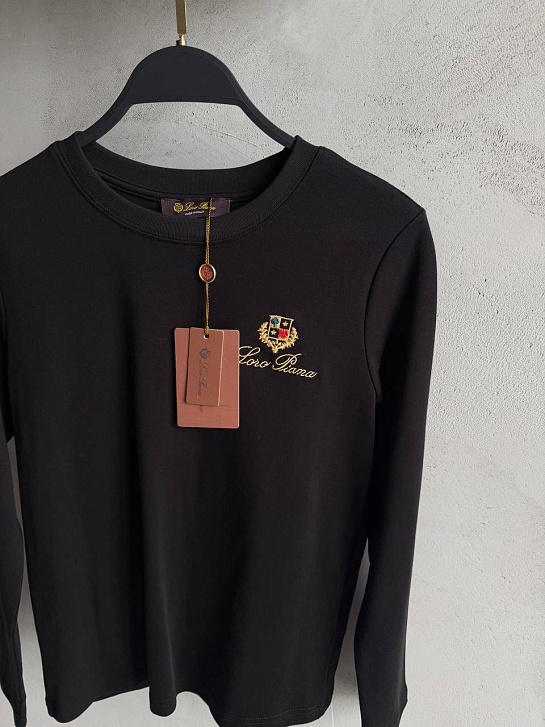 Чёрный женский лонгслив Loro Piana premium