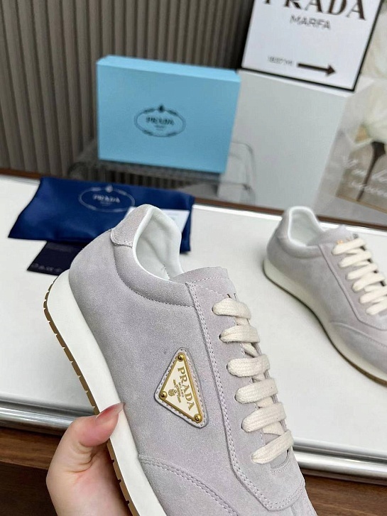 Женские замшевые кроссовки Prada Premium - Grey