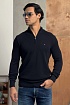 Тёмно-синий джемпер Tommy Hilfiger Zip Neck logo-embroidered