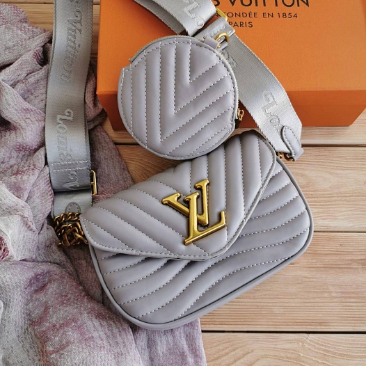 Кожаная сумка Louis Vuitton Mini Pochette 16x12 см - Grey   