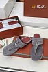 Женские замшевые шлёпанцы Loro Piana Premium - Grey