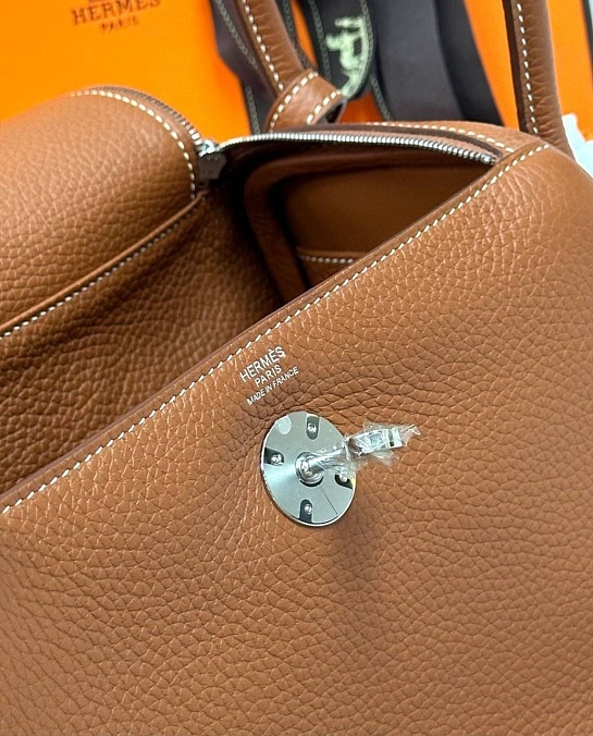 Женская кожаная сумка Hermes Lindy Premium 26x18x13 см - Brown