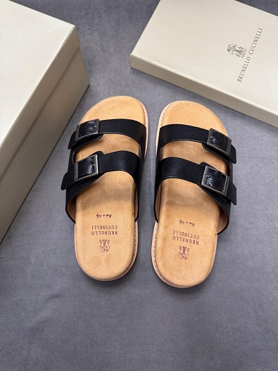 Кожаные шлёпанцы Brunello Cucinelli Urban - Black   
