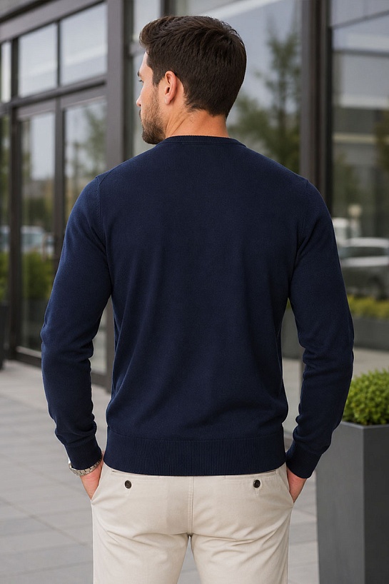 Мужской джемпер Tommy Hilfiger logo-embroidered - Navy