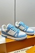 Женские кожаные кроссовки Louis Vuitton Trainer Monogram - White / Blue