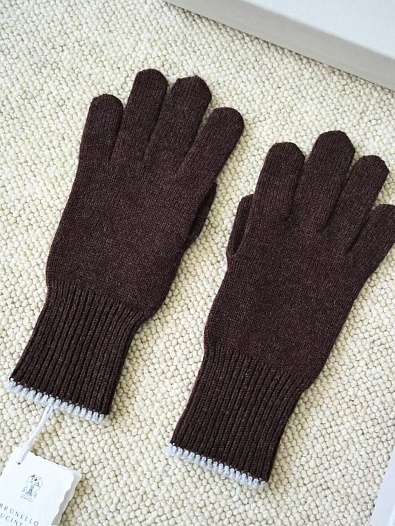 Кашемировые перчатки Brunello Cucinelli premium - Coffee   