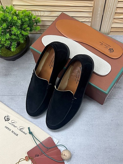 Замшевые лоферы Loro Piana Summer Walk - Black   