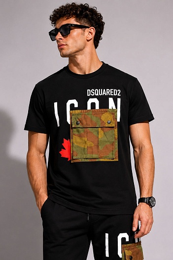 Мужская футболка Dsquared2 Camo Pocket - Black   