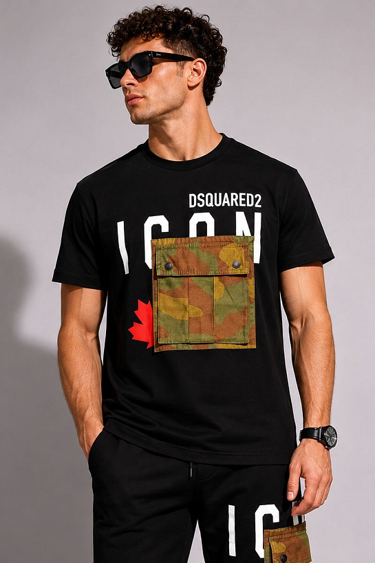 Мужская футболка Dsquared2 Camo Pocket - Black