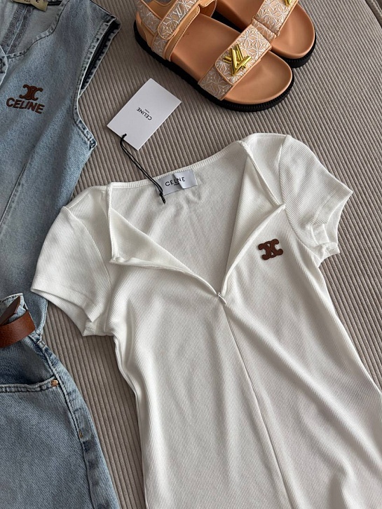 Белая женская футболка Celine premium