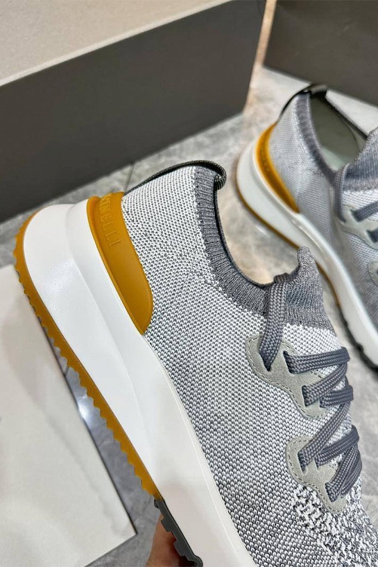 Текстильные кроссовки Brunello Cucinelli серого цвета