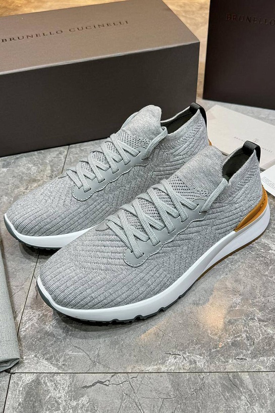 Мужские кроссовки Brunello Cucinelli knitted - Light Grey