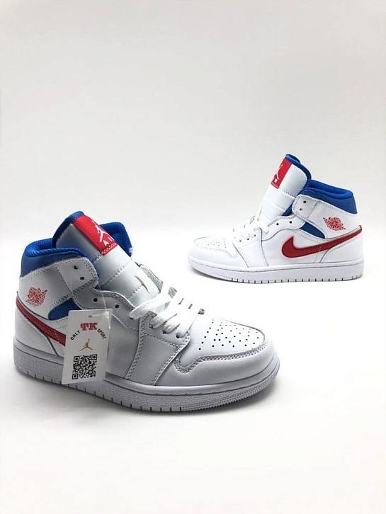 Женские кроссовки Nike Dunk High - White / Blue / Red