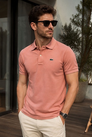 Мужское персиковое поло Lacoste Classic Fit   