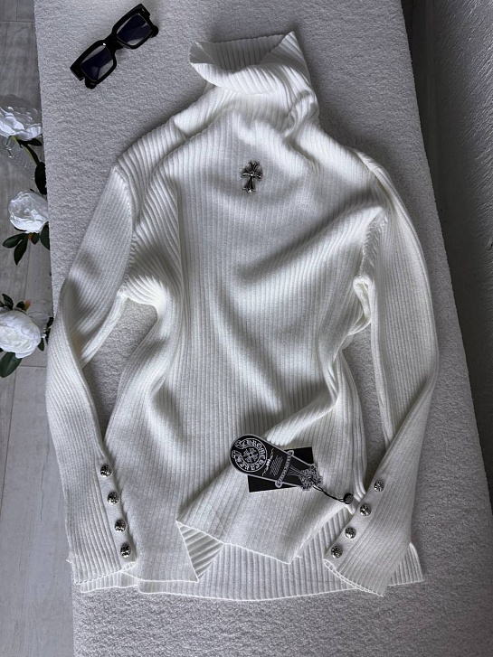 Белая женская водолазка Chrome Hearts premium