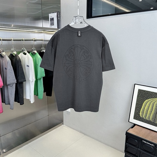 Серая оверсайз футболка Chrome Hearts Premium   