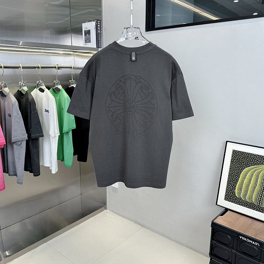 Серая оверсайз футболка Chrome Hearts Premium