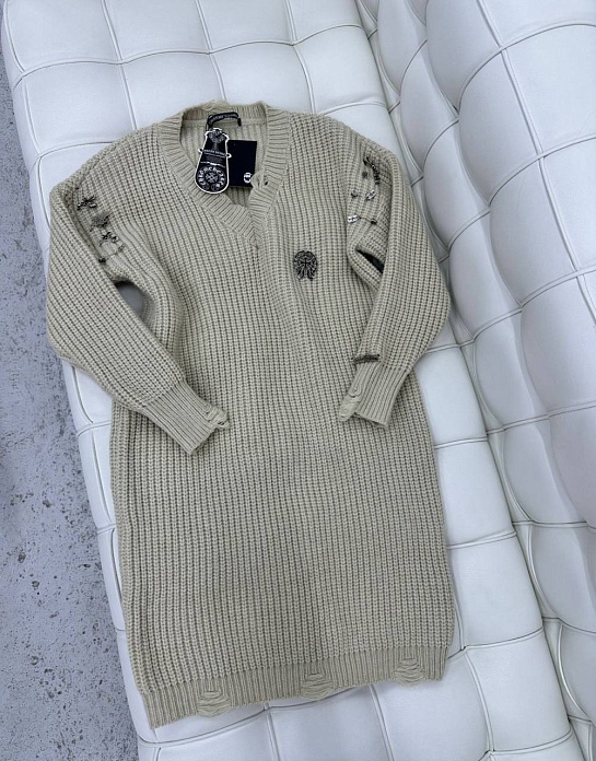 Женское бежевое платье Chrome Hearts