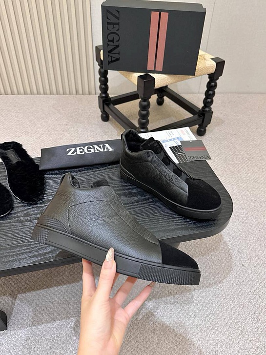 Кроссовки с мехом Ermenegildo Zegna Triple Stitch high-top
