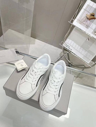 Женские замшевые кроссовки Brunello Cucinelli Premium - White   