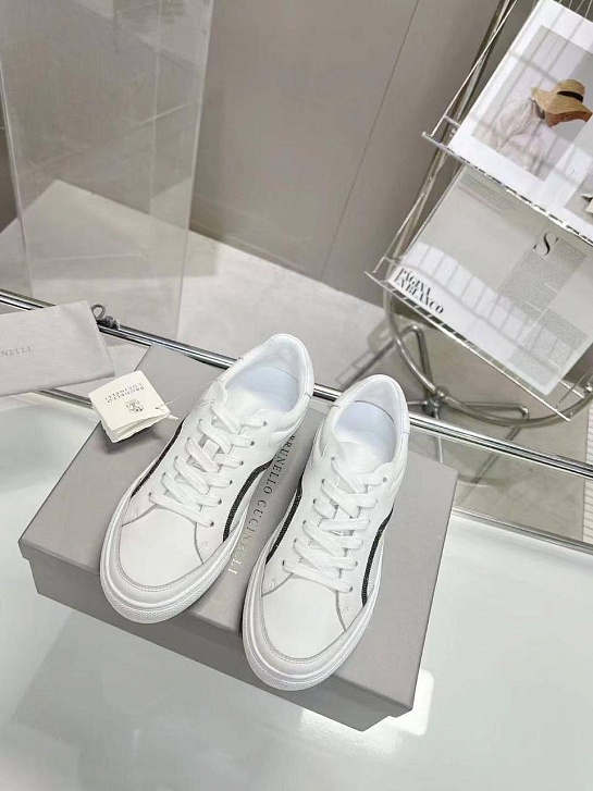 Женские замшевые кроссовки Brunello Cucinelli Premium - White