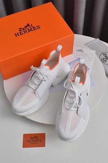 Мужские текстильные кроссовки Hermes Expert - White   