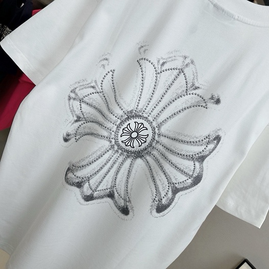 Белая оверсайз футболка Chrome Hearts Premium   