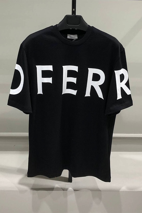 Мужская чёрная футболка Ferragamo logo-print