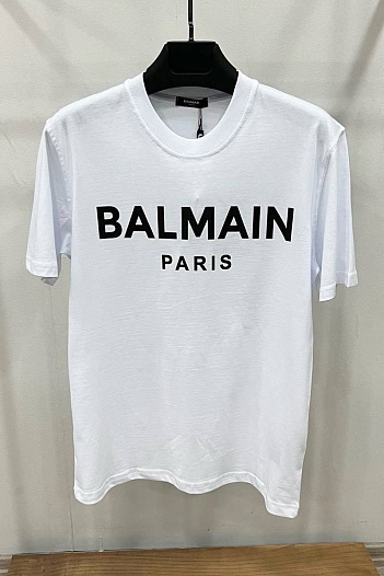 Футболка белого цвета Balmain Paris logo-print   