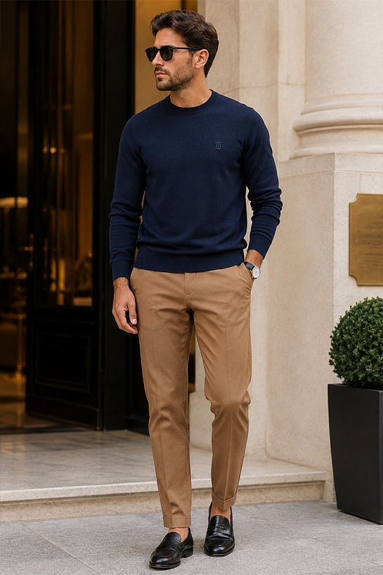 Мужской тёмно-синий джемпер Burberry TB logo-embroidered