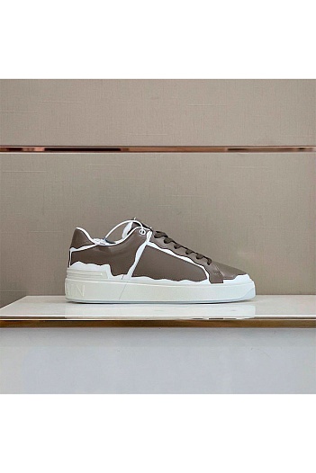 Коричневые кожаные кроссовки Balmain   