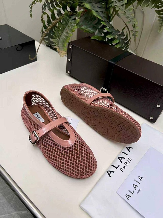 Женские плетёные балетки Alaia Fishnet Ballet premium