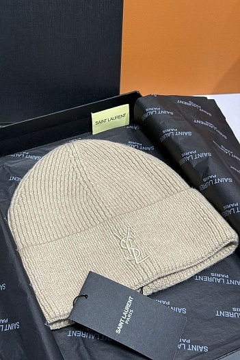 Шапка Yves Saint Laurent logo-embroidered premium - Beige   