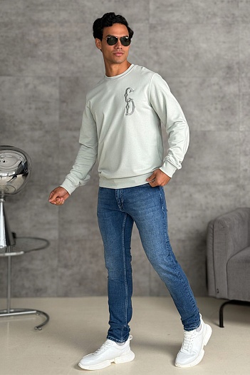 Мужской серый свитшот Dior CD Interlaced   