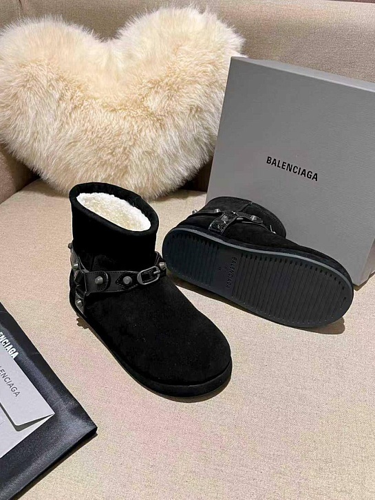 Женские ботинки с мехом Balenciaga Alaska premium - Black