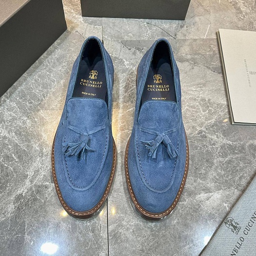 Замшевые лоферы Brunello Cucinelli tassels - Blue   