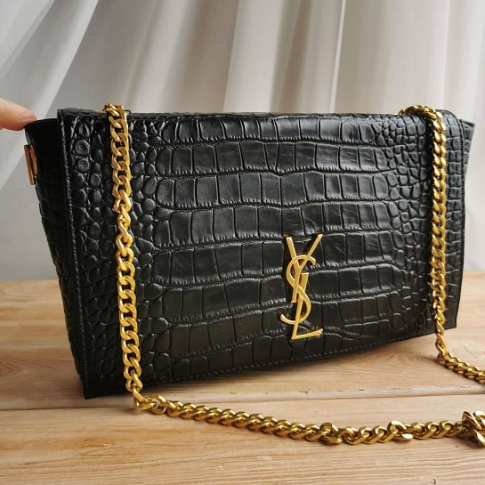 Женская чёрная кожаная сумка Yves Saint Laurent 32x19 см