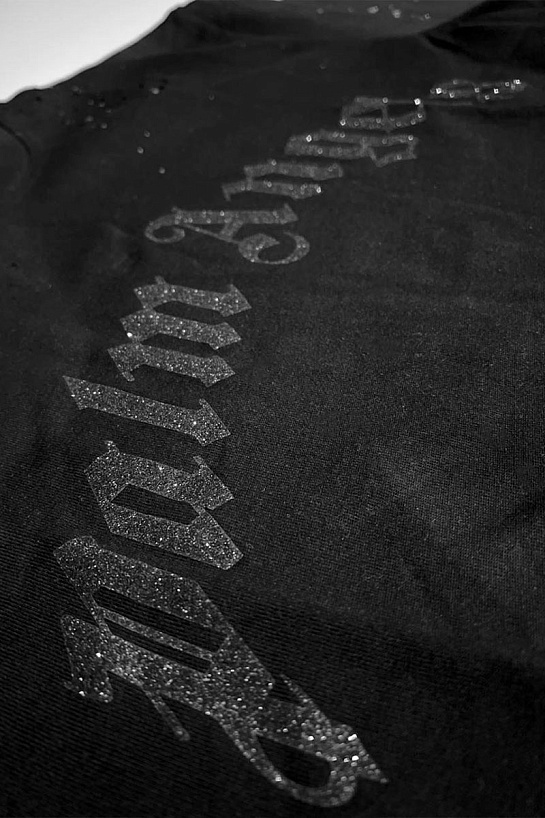 Чёрная оверсайз футболка Palm Angels Glittered logo