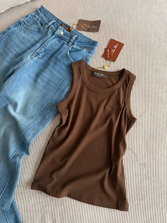 Женская коричневая майка Loro Piana premium 