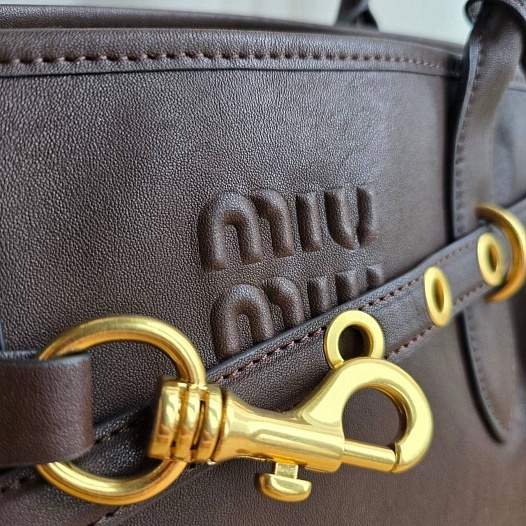 Кожаная сумка MIU MIU Aventure nappa 42x29 см - Chocolate   