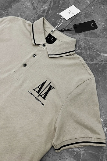 Бежевое поло Armani Exchange embroidered-logo   