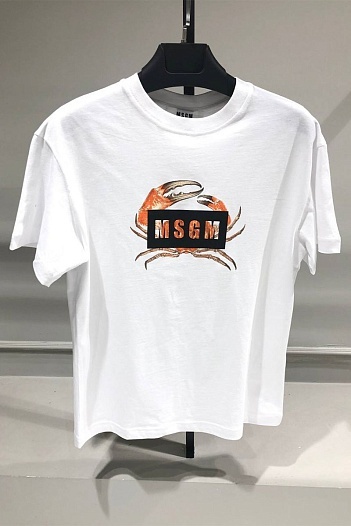 Белая оверсайз футболка MSGM Crab-print   