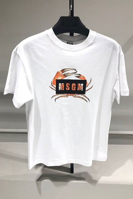 Белая оверсайз футболка MSGM Crab-print