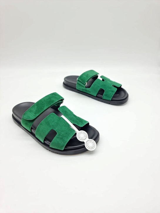 Женские замшевые сандалии Hermes Chypre - Green